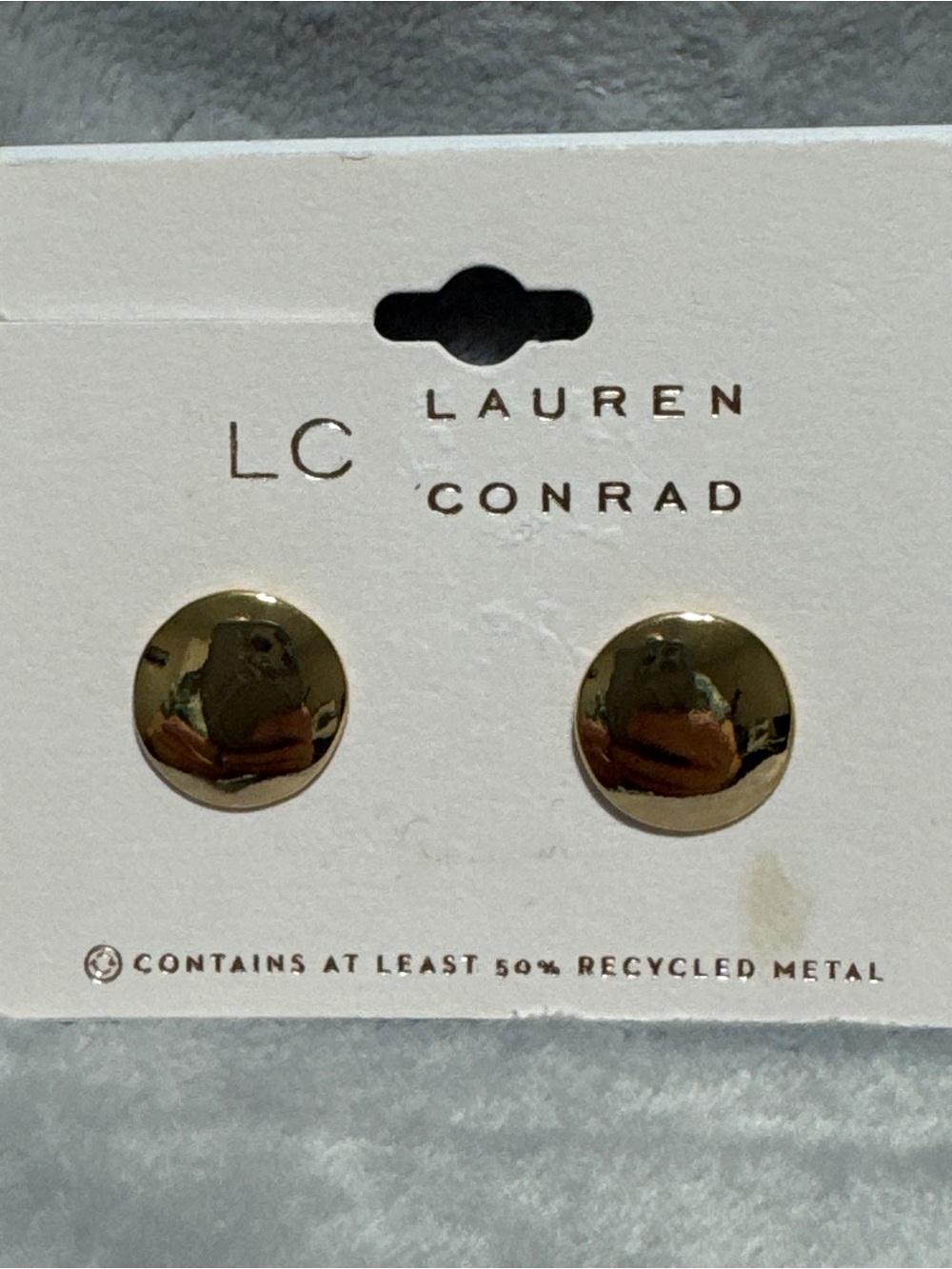 LC Lauren Conrad Polished Gold Disc Button Stud Earrings